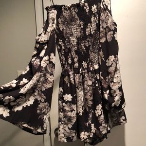 Off the shoulder romper with bell sleeves